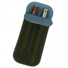 Double Pen Case - Olive Blue