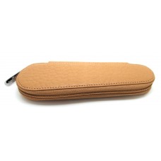 Leather case for two pens, beige