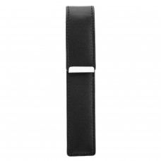 Leather 1 Pen Case with Sterling Fittings, Black