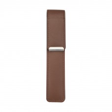 Leather 1 Pen Case with Sterling Fittings, Brown