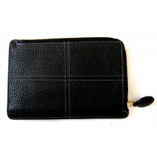 Classic Stitch Soft Zip Card Holder - Black