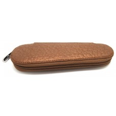 Leather case for two pens, golden brown