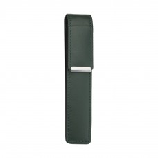 Leather 1 Pen Case with Sterling Fittings, Green