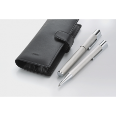 Soft Folding Black Leather Pouch - 2 pens