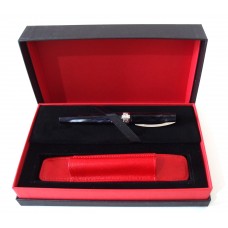 Mirage Black Fountain Pen with Leather Pouch Gift Set